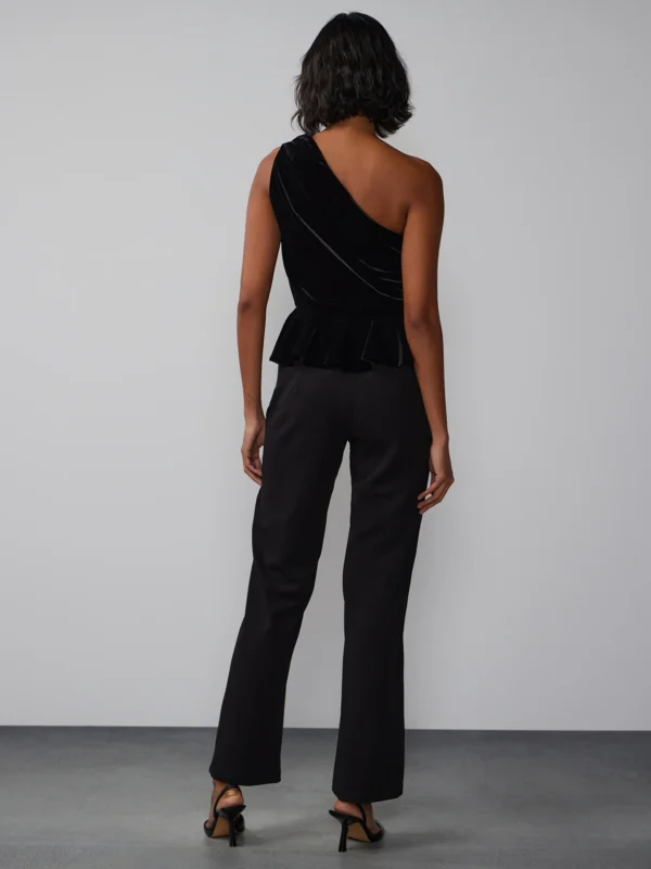 One Shoulder Velvet Jumpsuit - Image 3