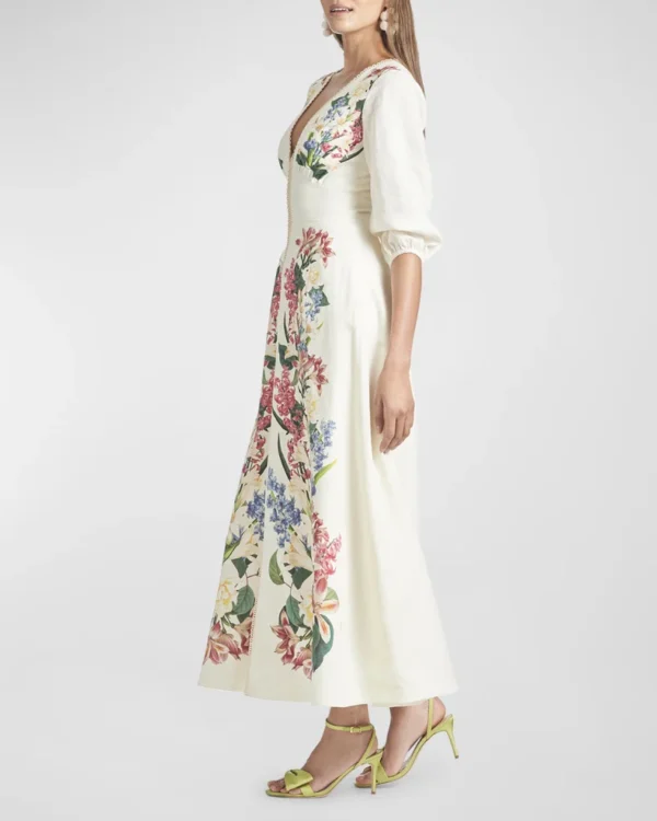 Varenna Floral-Print Empire Midi Dress - Image 3