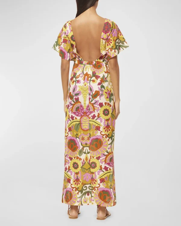 Lalita Low-Back Floral Cotton Maxi Dress - Image 3