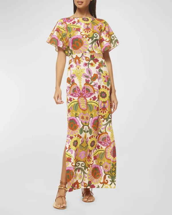 Lalita Low-Back Floral Cotton Maxi Dress - Image 5